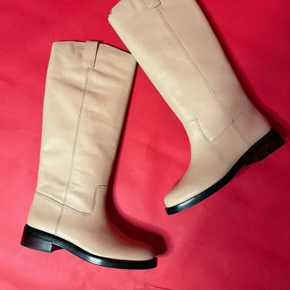 J.Crew Leather Riding Boots – Size 8.5 – Neutral Beige Classic Tall Boots - Picture 3 of 12